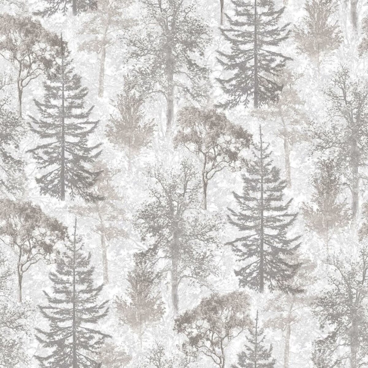 Evergreen Evergreen Papier peint Trees Blanc et gris