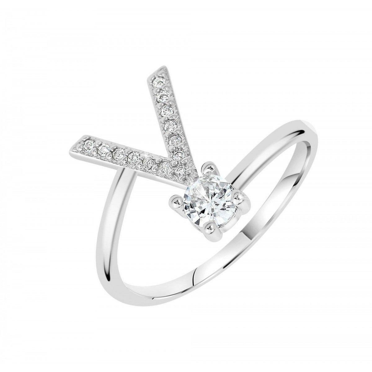 SC CRYSTAL Bague lettre V ajustable SC Crystal ornée de Zirconium