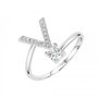 Voir la diapositive 1 : SC CRYSTAL Bague lettre V ajustable SC Crystal ornée de Zirconium