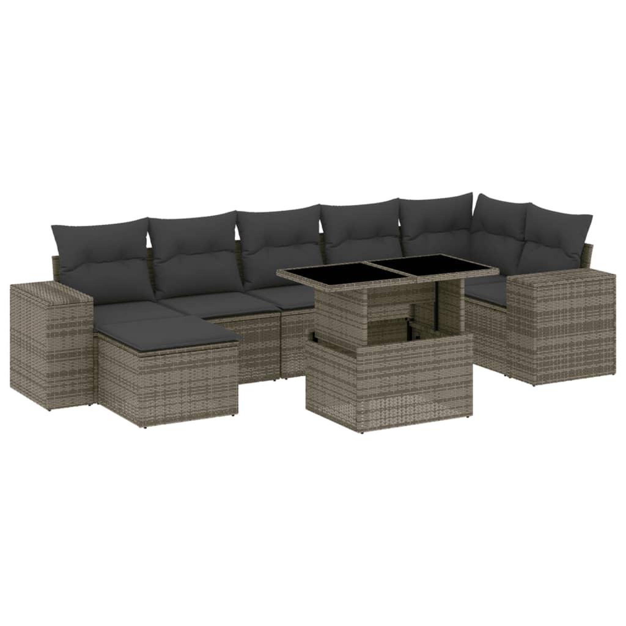 Voir la diapositive 2 : VIDAXL Salon de jardin 8 pcs avec coussins gris resine tressee