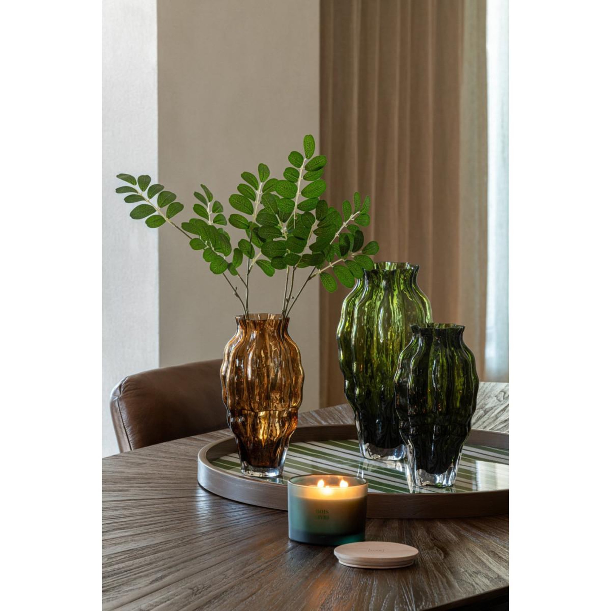 Voir la diapositive 6 : J-LINE Vase Design en Verre  Pod  24cm Marron