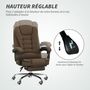 Voir la diapositive 5 : HOMCOM Fauteuil de bureau manager grand confort repose-pied dossier inclinable accoudoirs rembourrés lin beige