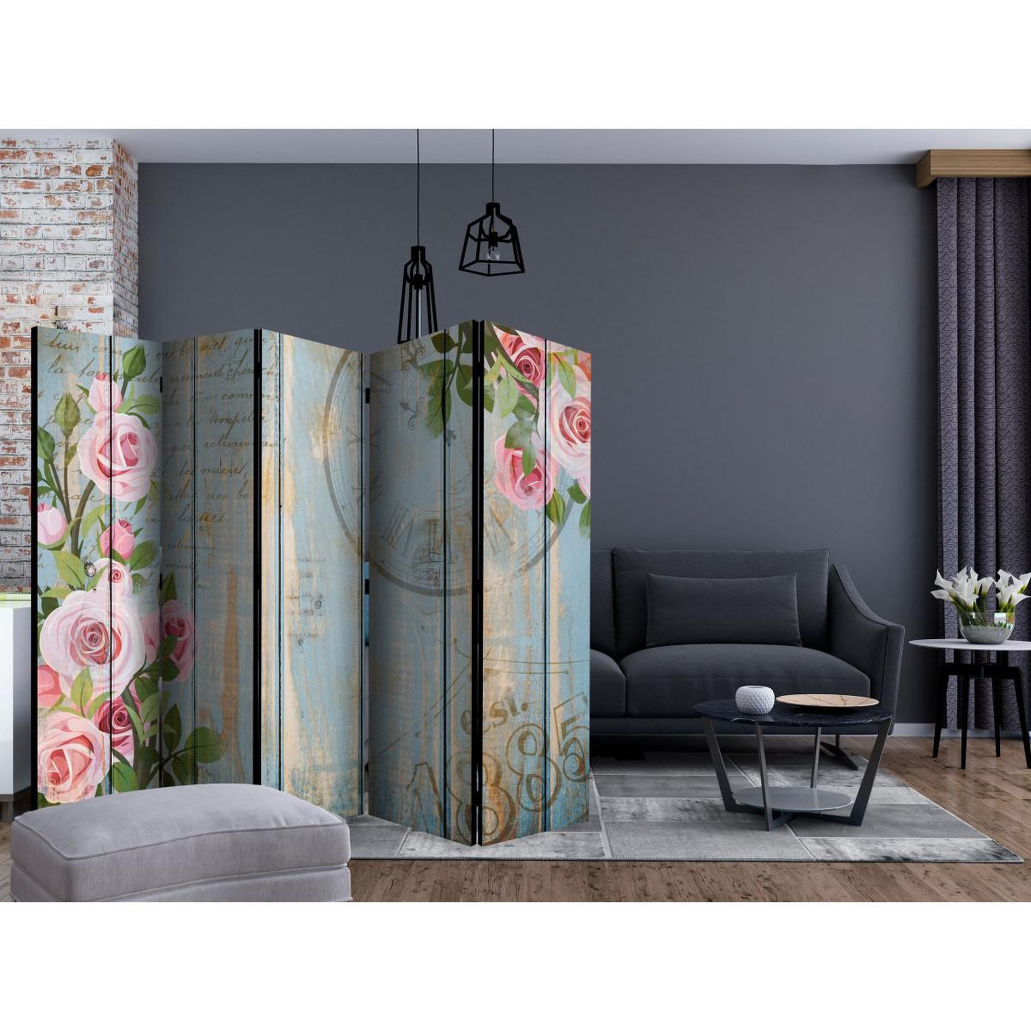 Voir la diapositive 2 : Paris Prix Paravent 5 volets  vintage garden ii  172x225cm