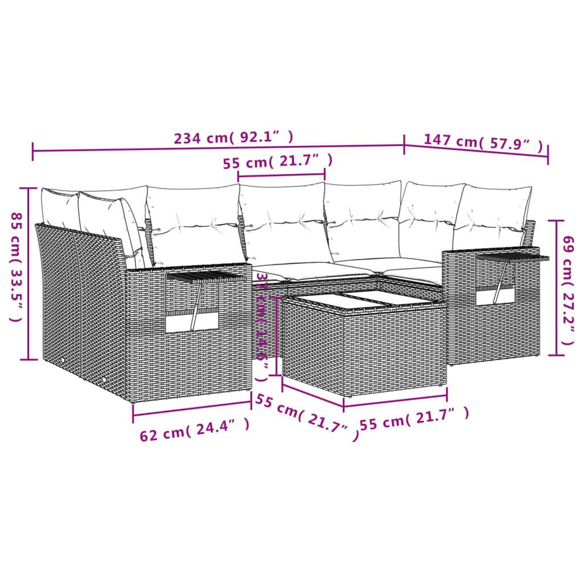 Voir la diapositive 4 : VIDAXL Salon de jardin 7 pcs avec coussins noir resine tressee