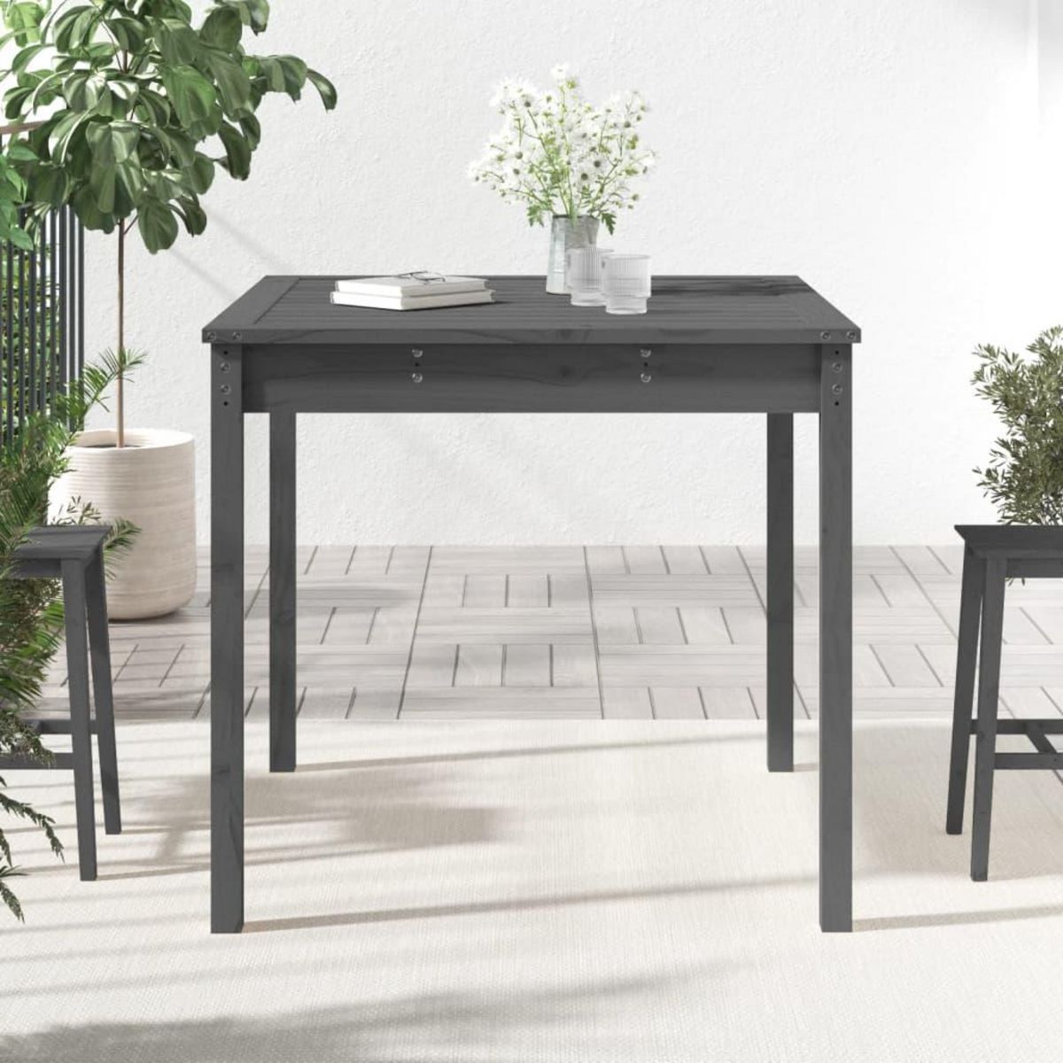 VIDAXL Table de jardin gris 82,5x82,5x76 cm bois massif de pin