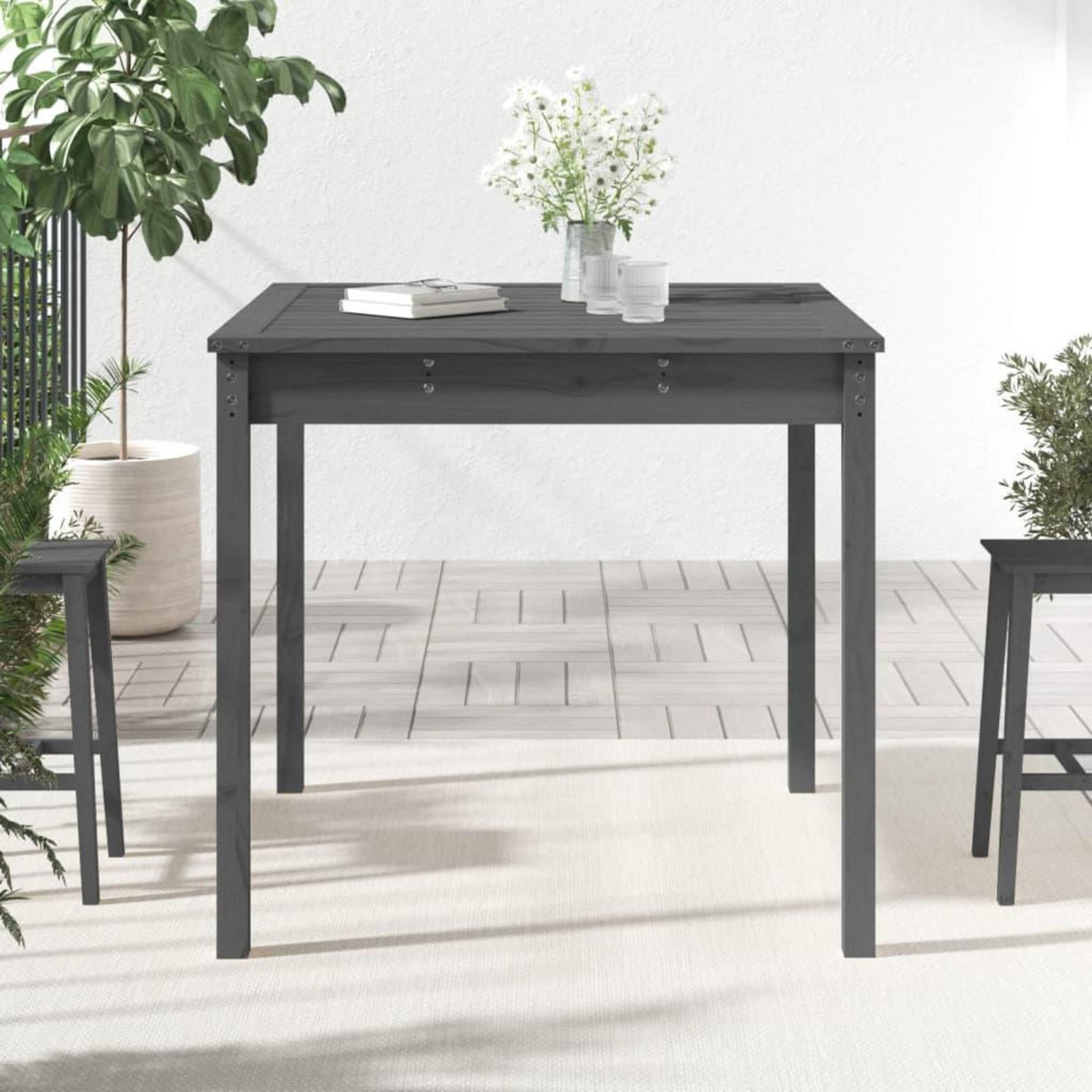 VIDAXL Table de jardin gris 82,5x82,5x76 cm bois massif de pin