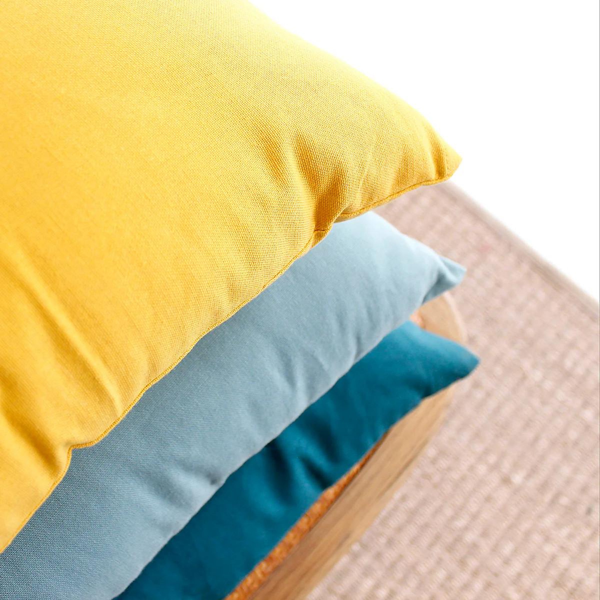 Voir la diapositive 2 : ENJOY HOME Coussin déco uni déhoussable  panama  40x40cm bleu canard