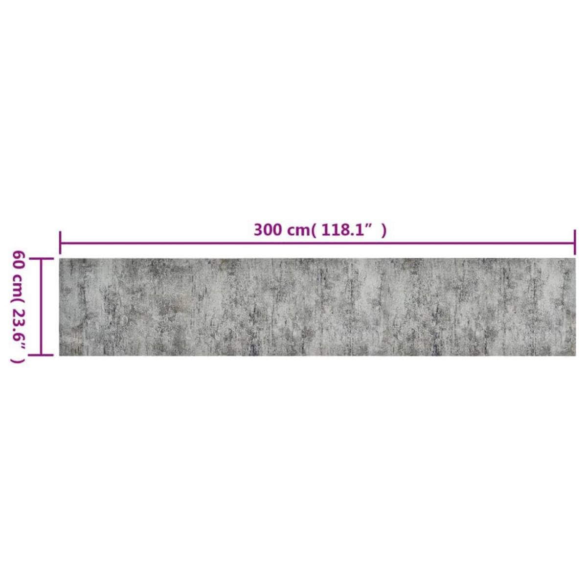 VIDAXL Tapis de cuisine lavable impression beton 60x300 cm velours
