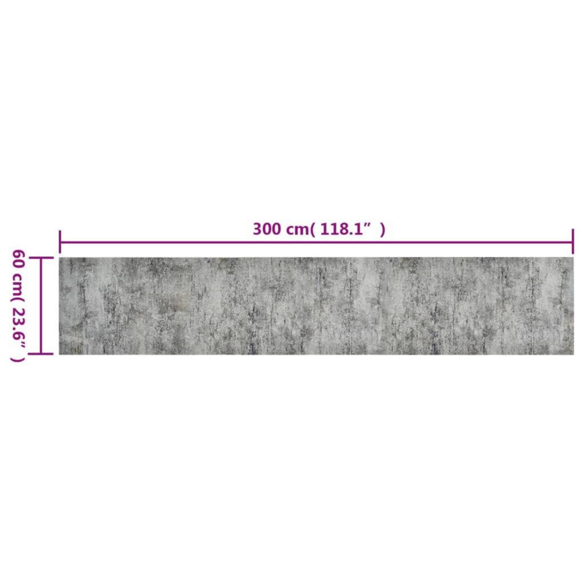 VIDAXL Tapis de cuisine lavable impression beton 60x300 cm velours