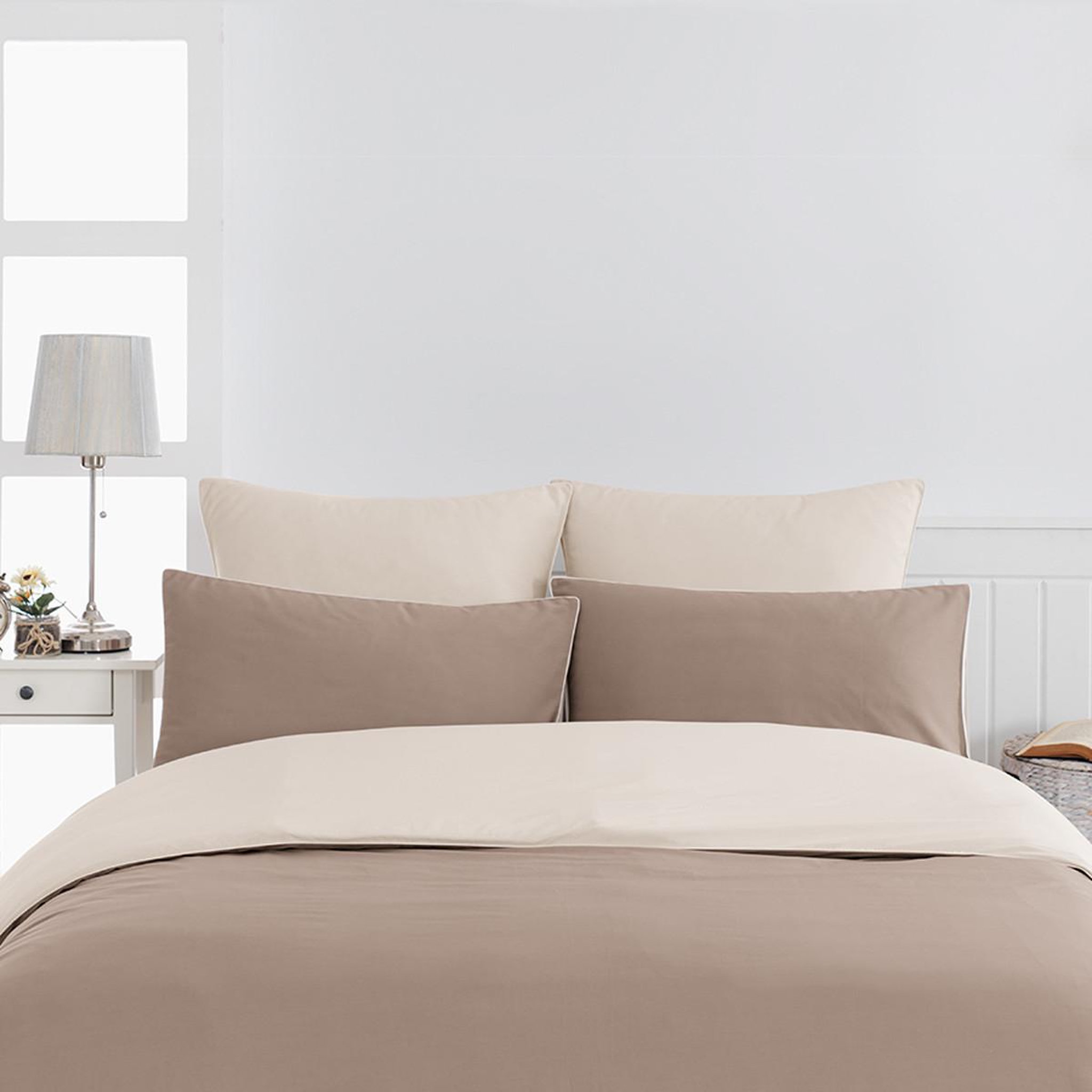 Voir la diapositive 2 : Sensei Maison Housse de couette bicolore en percale coton DOZMARY