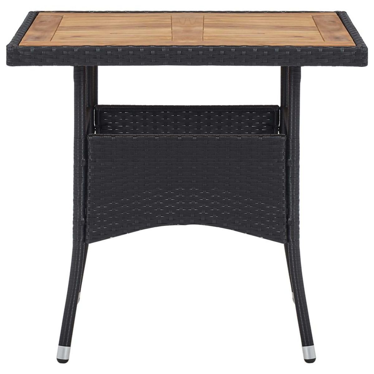 VIDAXL Table d'exterieur Noir Resine tressee et bois d'acacia solide