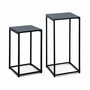Voir la diapositive 1 : SWEEEK Lot de 2 tables d'appoint gigognes noires - Industrielle - bouts de canapé 34x34x74cm / 30x30x54cm