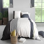 ATELIER DU COTON Parure housse de couette 100% 260x240cm coton 57fils stratus. Coloris disponibles : Multicolore