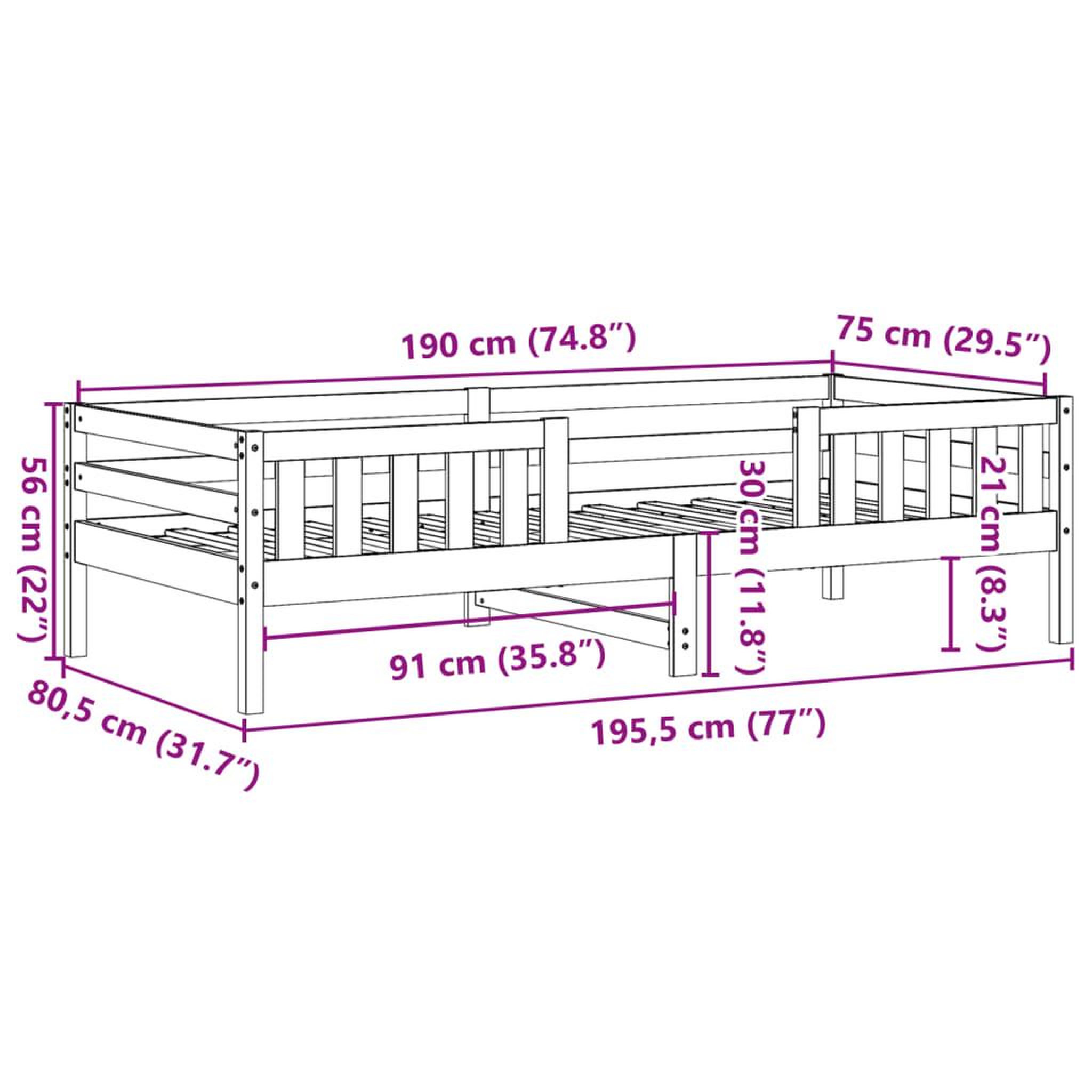 Voir la diapositive 6 : VIDAXL Cadre de lit sans matelas cire marron 75x190 cm bois pin massif