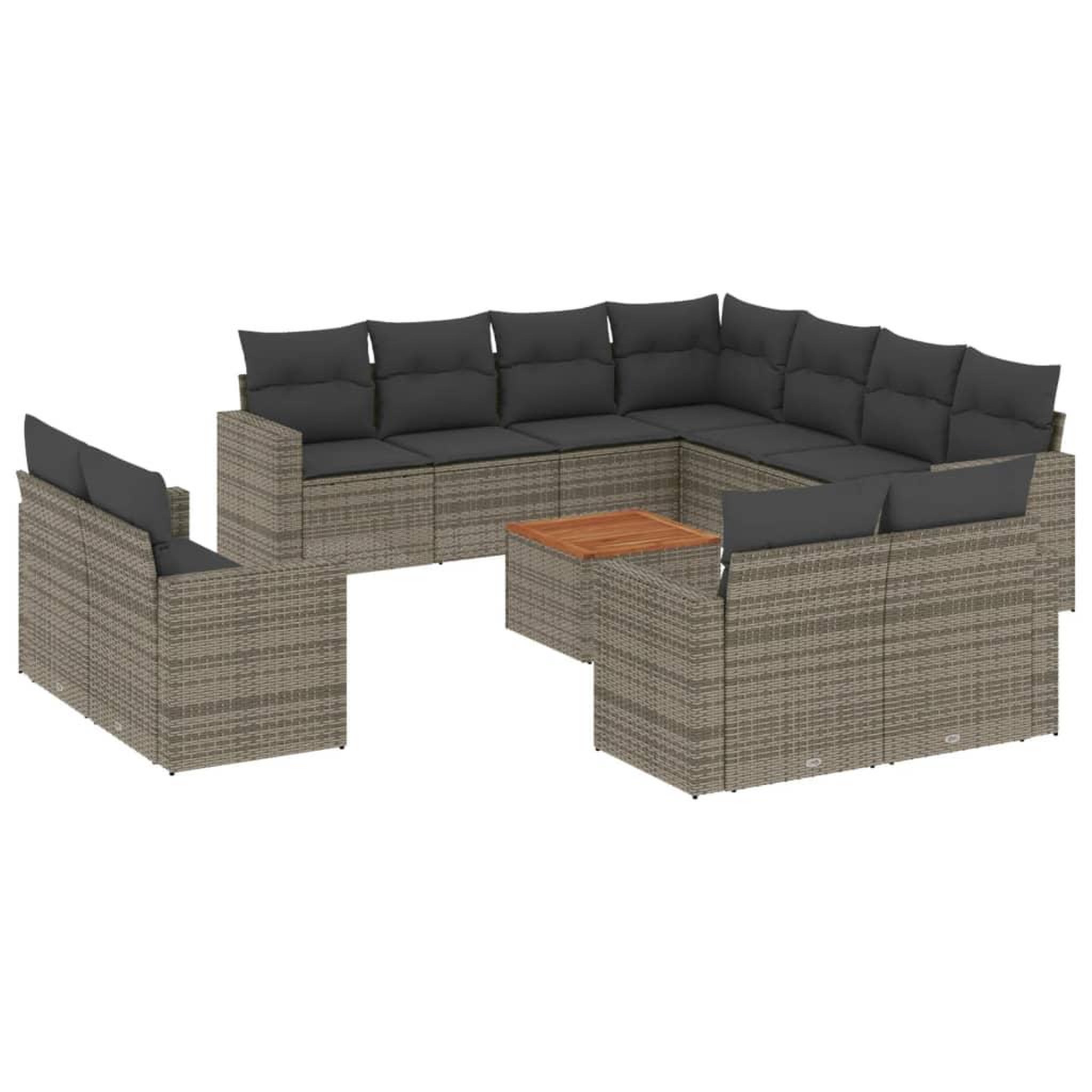 Voir la diapositive 2 : VIDAXL Salon de jardin avec coussins 12 pcs gris resine tressee