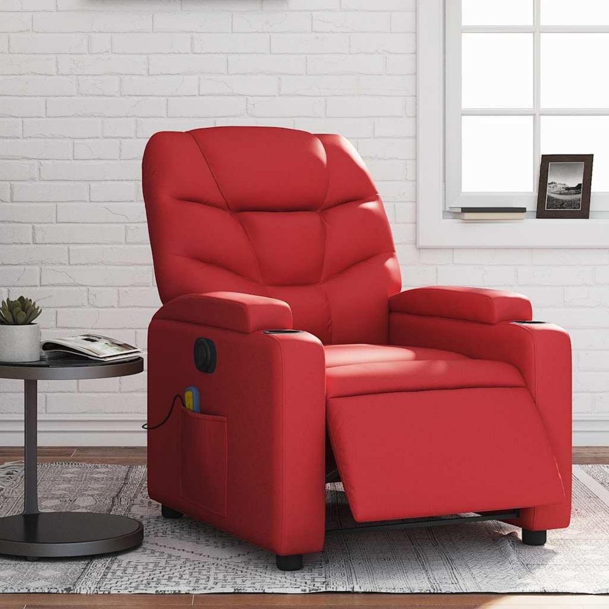 VIDAXL Fauteuil de massage inclinable electrique rouge similicuir
