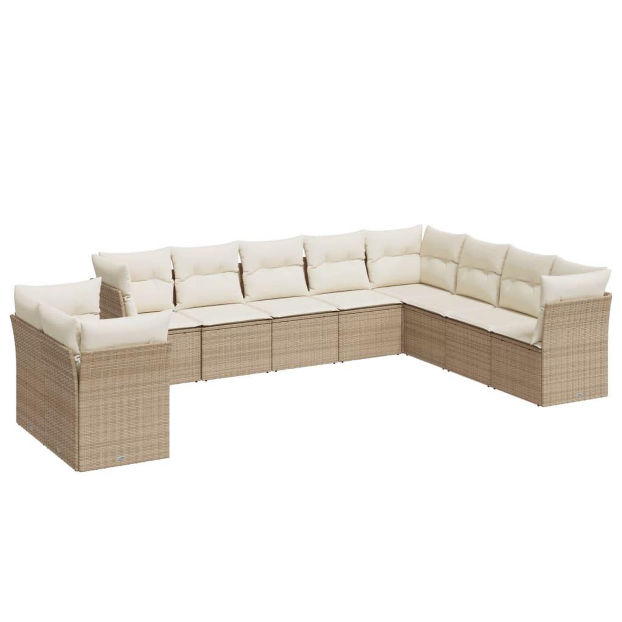 Voir la diapositive 2 : VIDAXL Salon de jardin avec coussins 10 pcs beige resine tressee