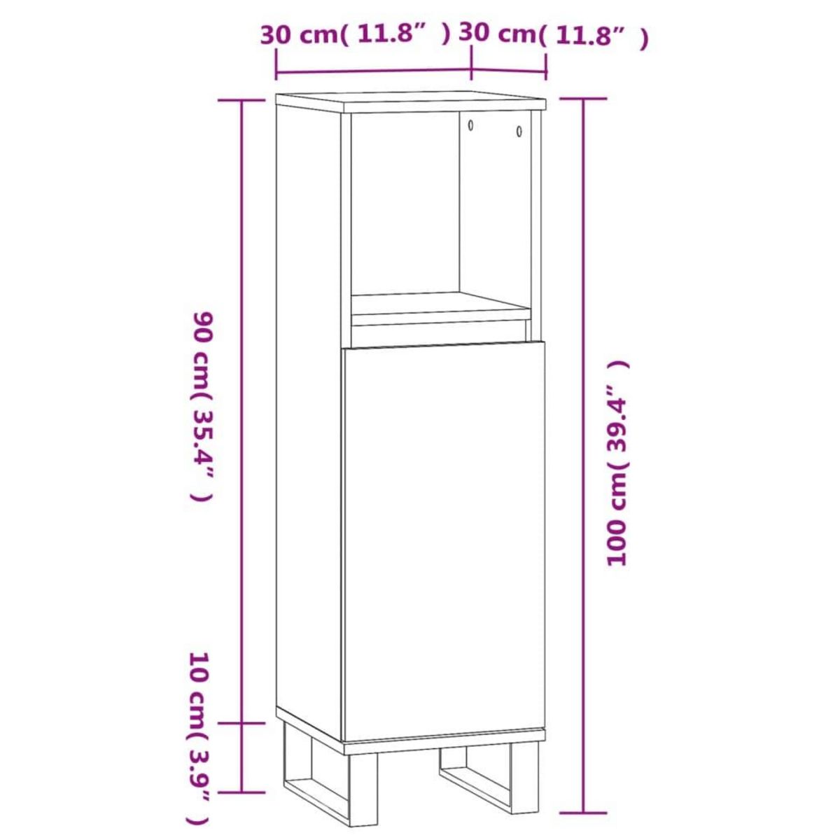 VIDAXL Armoire salle de bain sonoma gris 30x30x100 cm