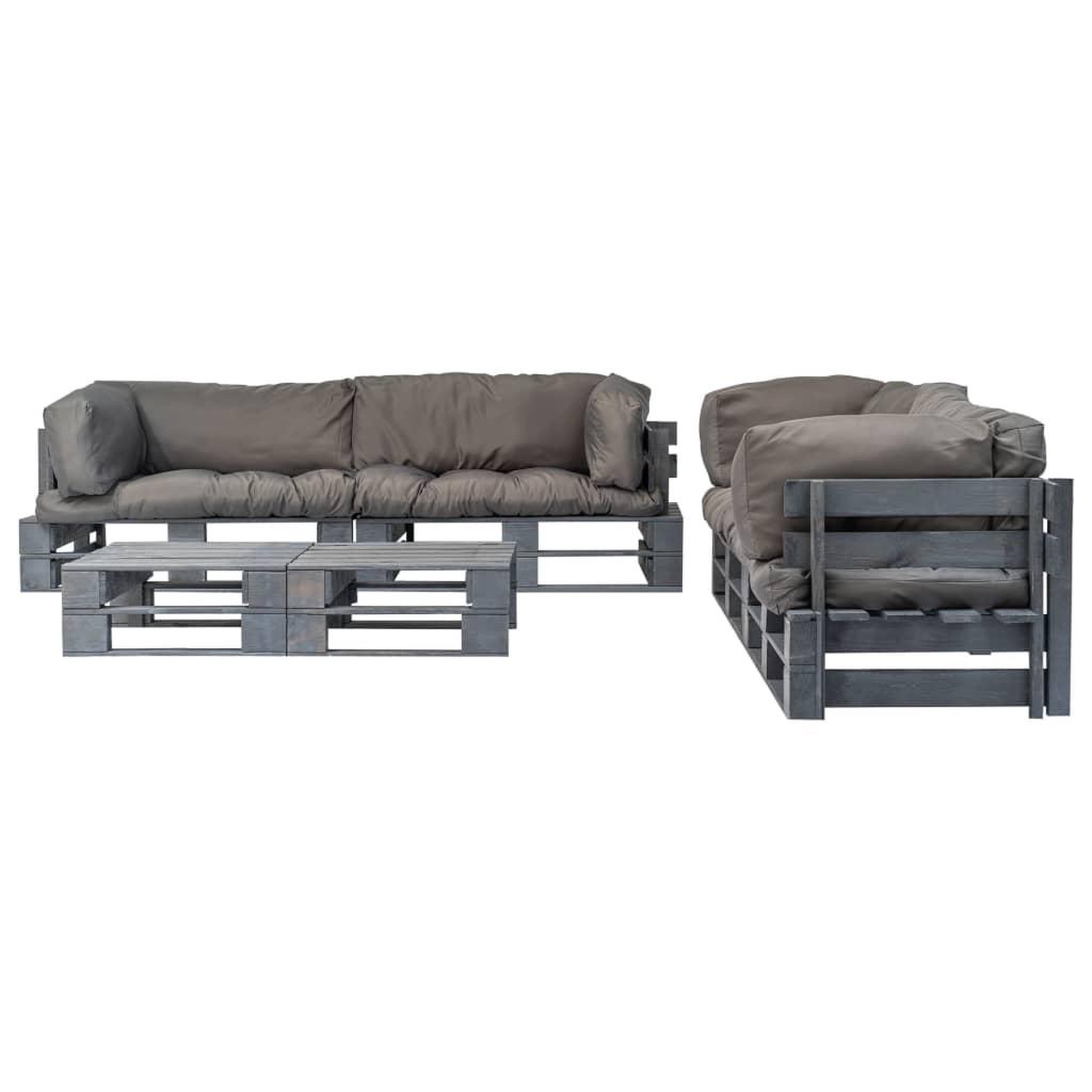 Voir la diapositive 2 : VIDAXL Salon palette de jardin 6 pcs avec coussins gris bois