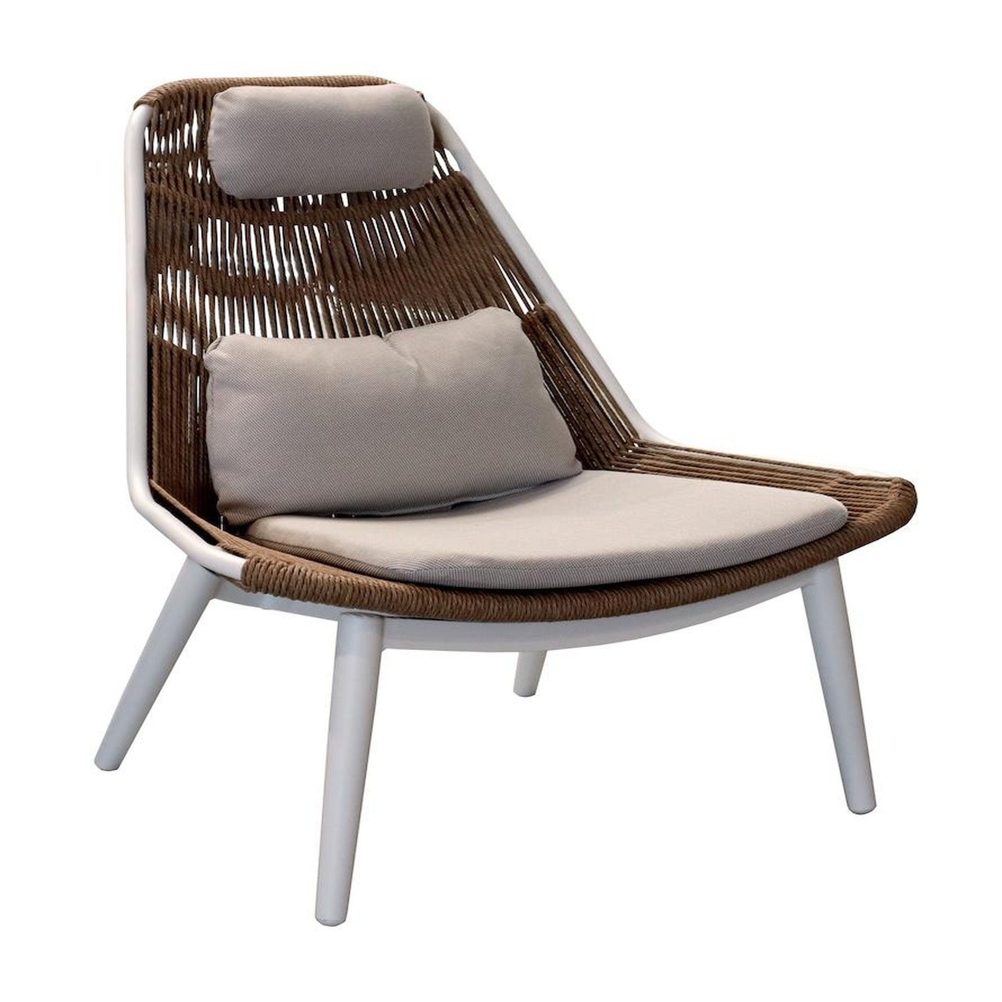 Proloisirs Fauteuil lounge - COMO - Blanc / Wicker Twist naturel - Aluminium époxy