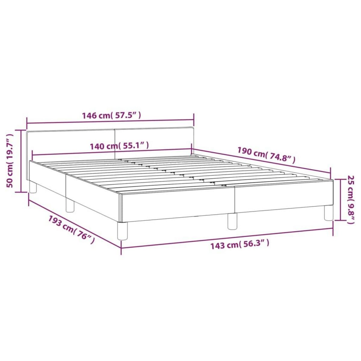 VIDAXL Cadre de lit sans matelas gris fonce 140x190 cm velours