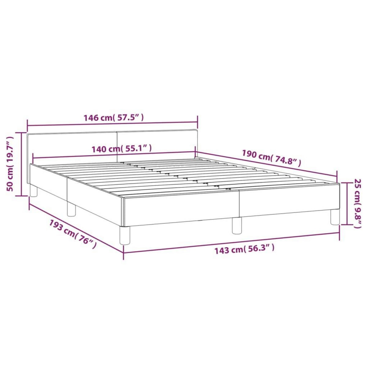 VIDAXL Cadre de lit sans matelas gris fonce 140x190 cm velours
