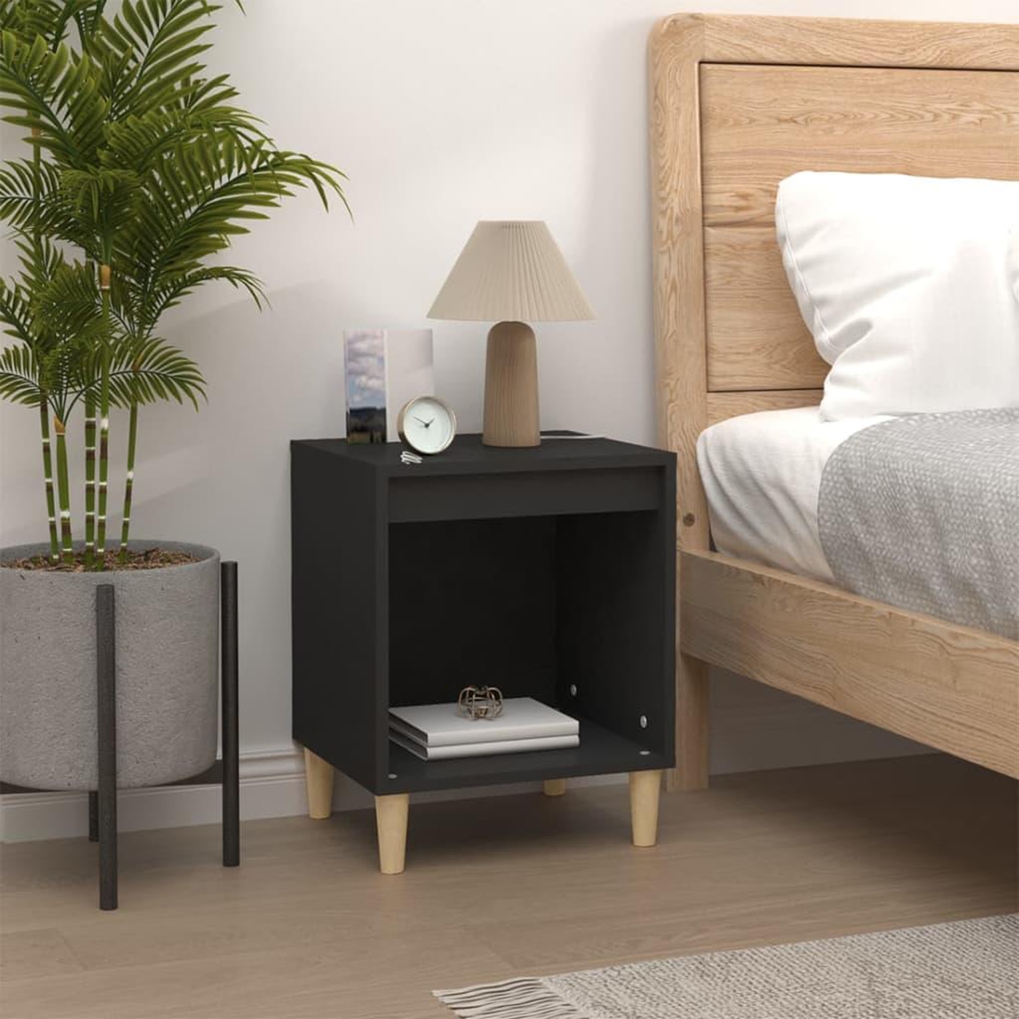 Voir la diapositive 1 : VIDAXL Table de chevet Noir 40x35x50 cm Bois d'ingenierie