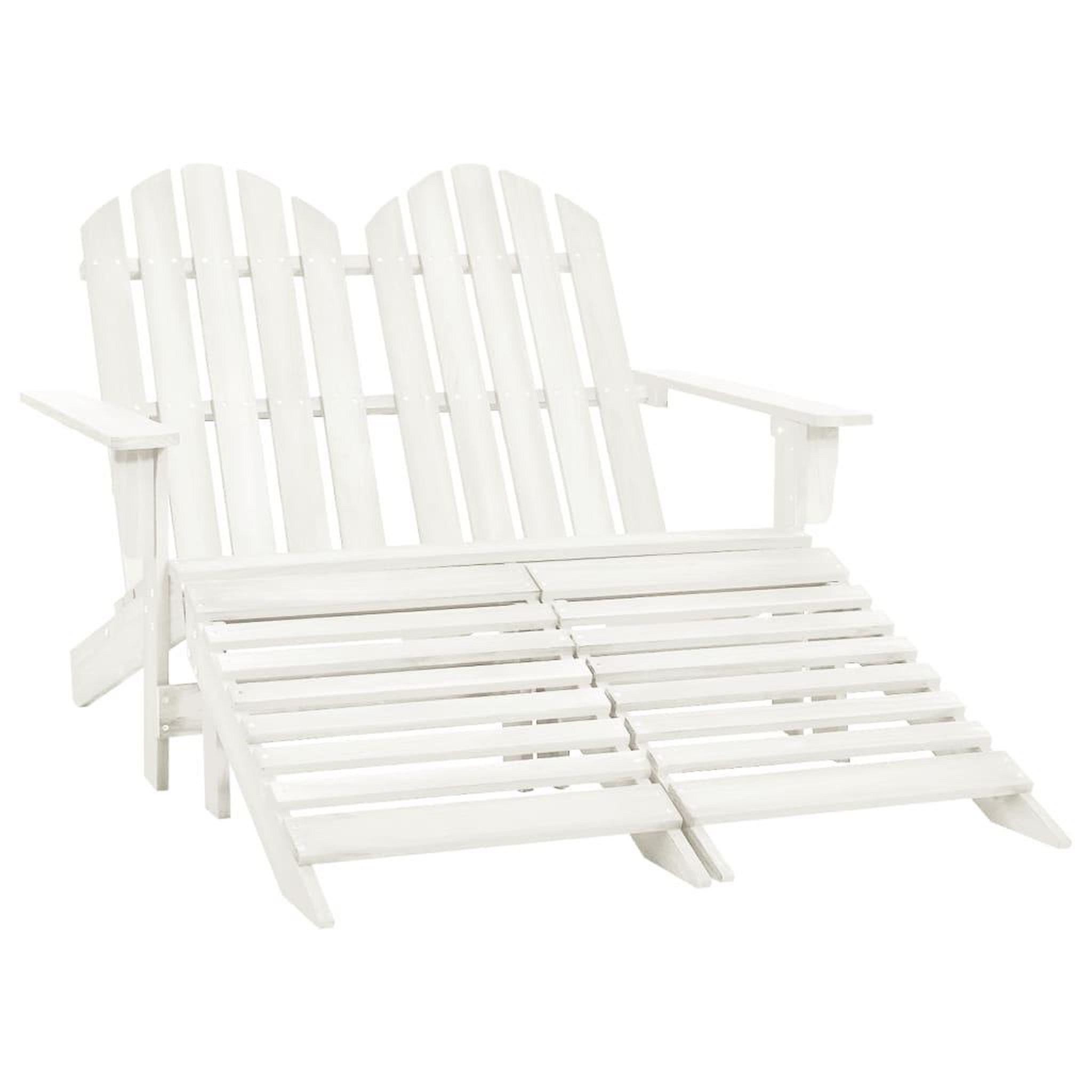 Voir la diapositive 1 : VIDAXL Chaise de jardin Adirondack 2 places et repose-pied sapin blanc