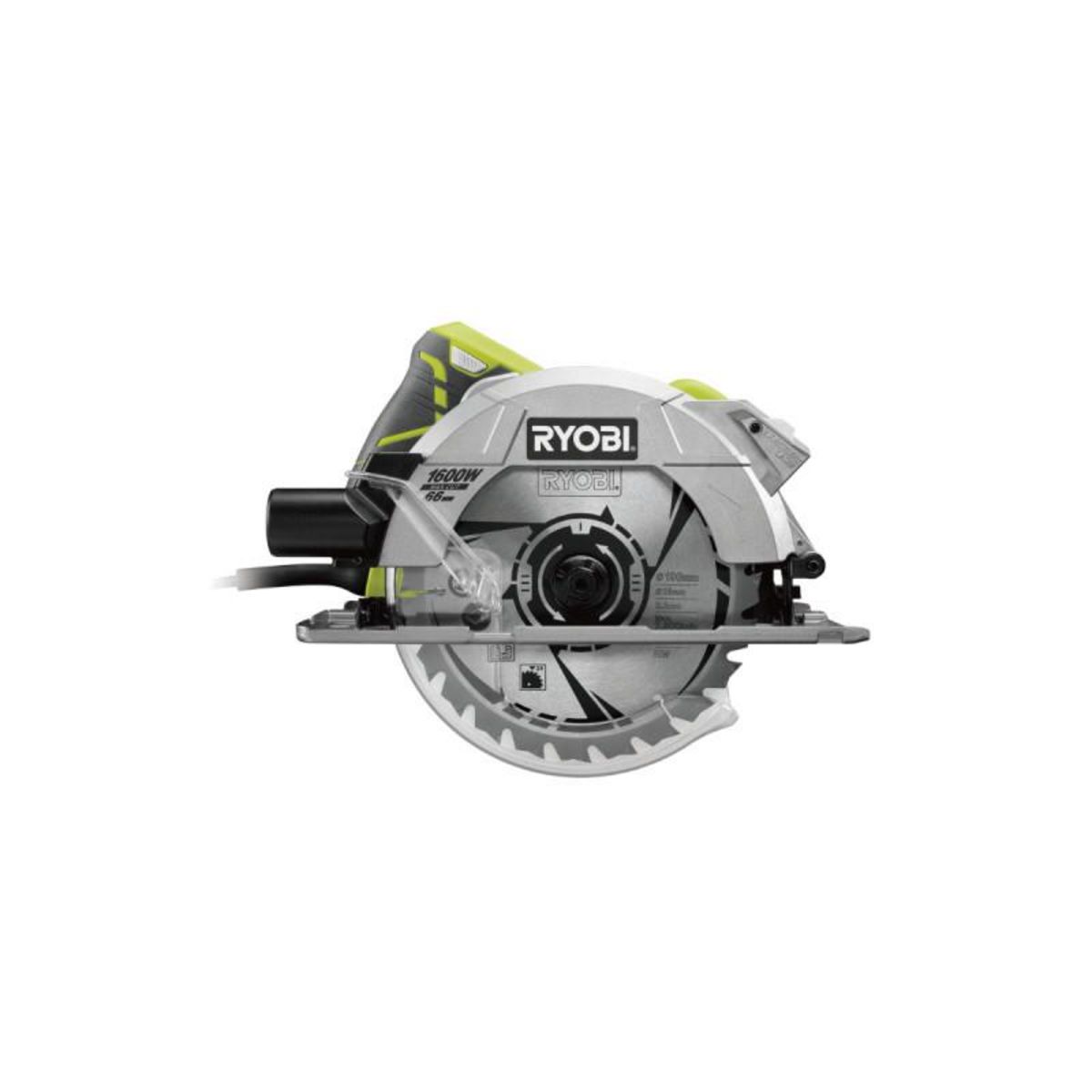 Ryobi Scie circulaire RYOBI 1600W 66mm - 2 guides de coupe 84 cm - RCS1600-KSR