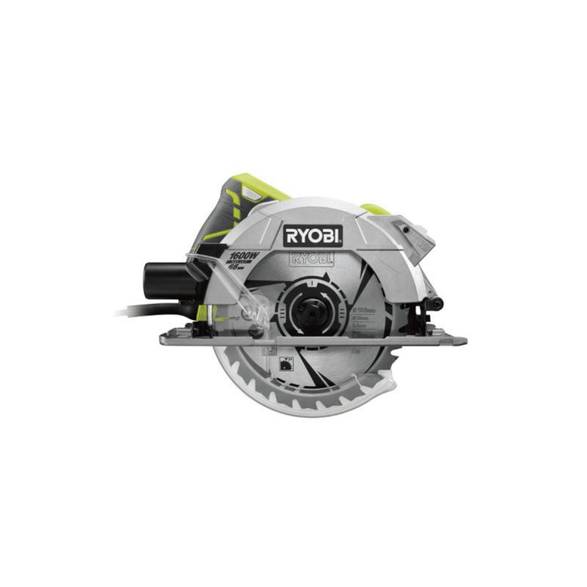 Ryobi Scie circulaire RYOBI 1600W 66mm - 2 guides de coupe 84 cm - RCS1600-KSR