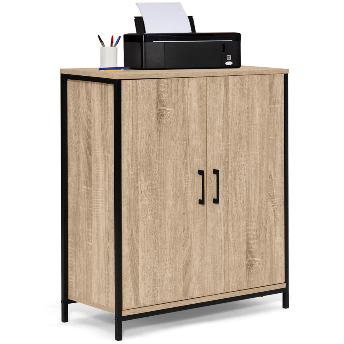 ID MARKET Armoire basse DETROIT 2 portes design industriel