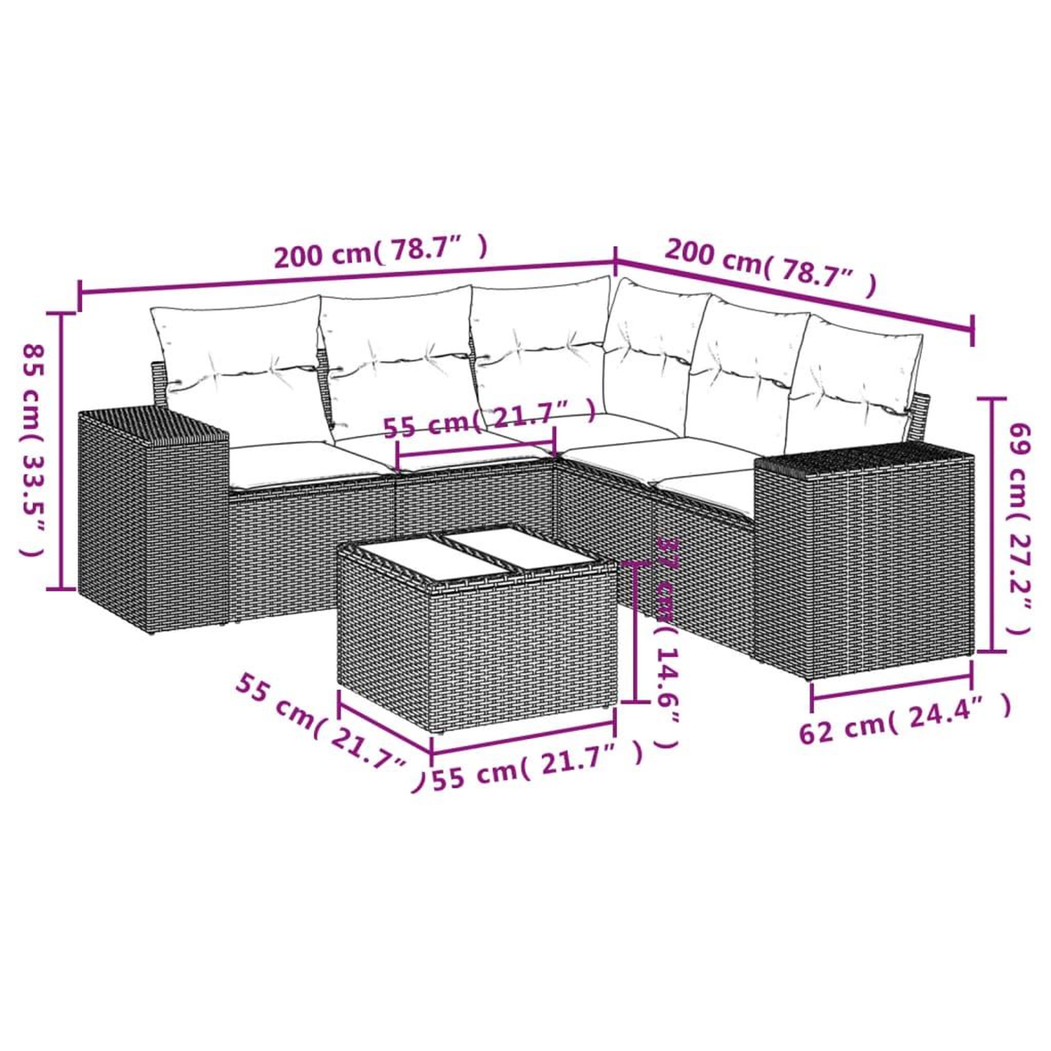 Voir la diapositive 3 : VIDAXL Salon de jardin avec coussins 6 pcs beige resine tressee