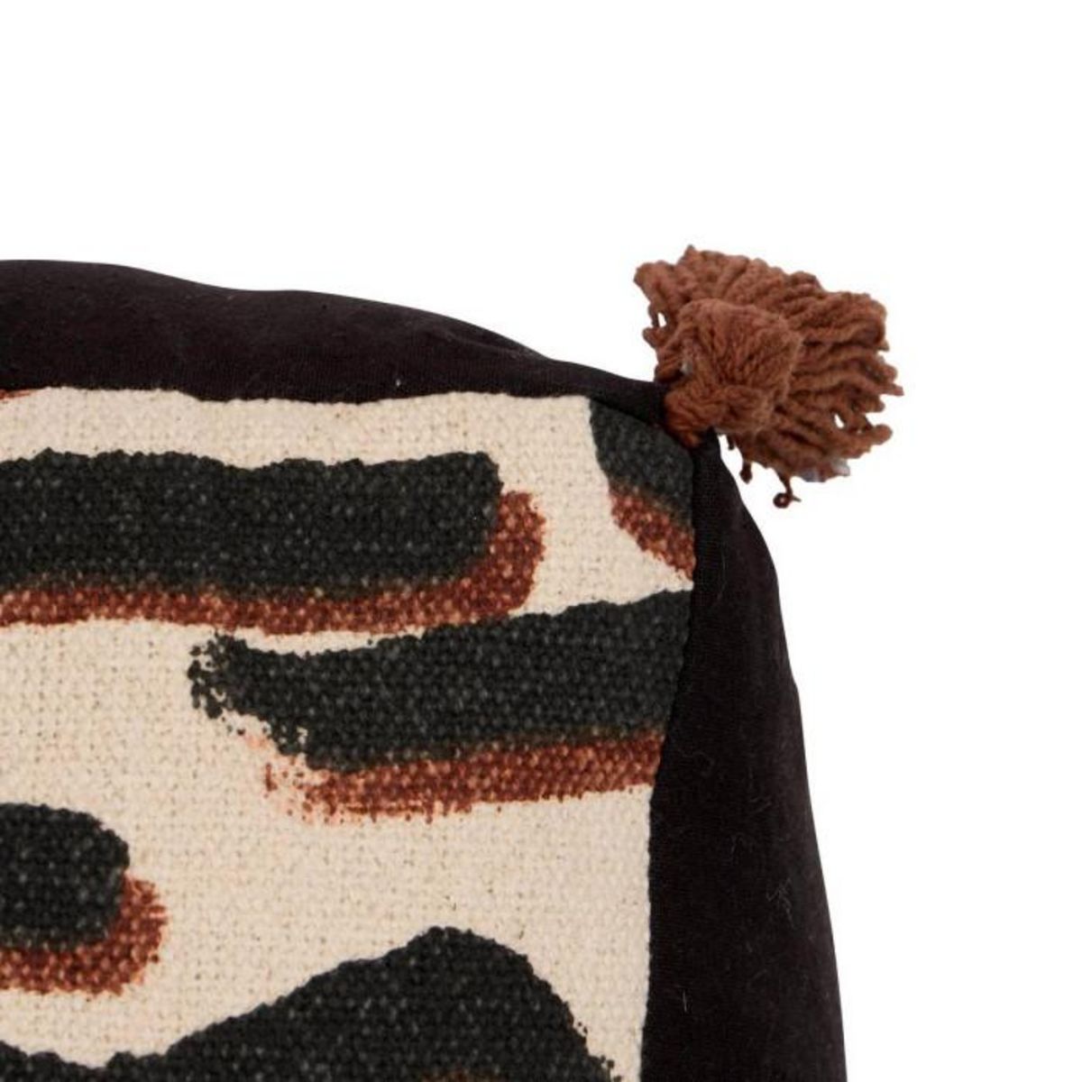 ATMOSPHERA Coussin de Sol à Pompons  Wonja  48x48cm Noir