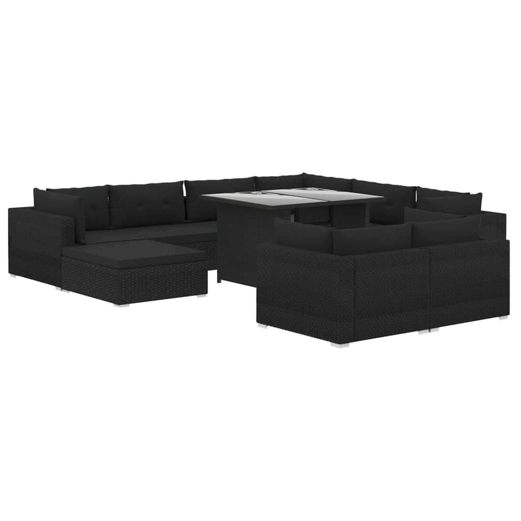 VIDAXL Salon de jardin 10 pcs avec coussins resine tressee noir