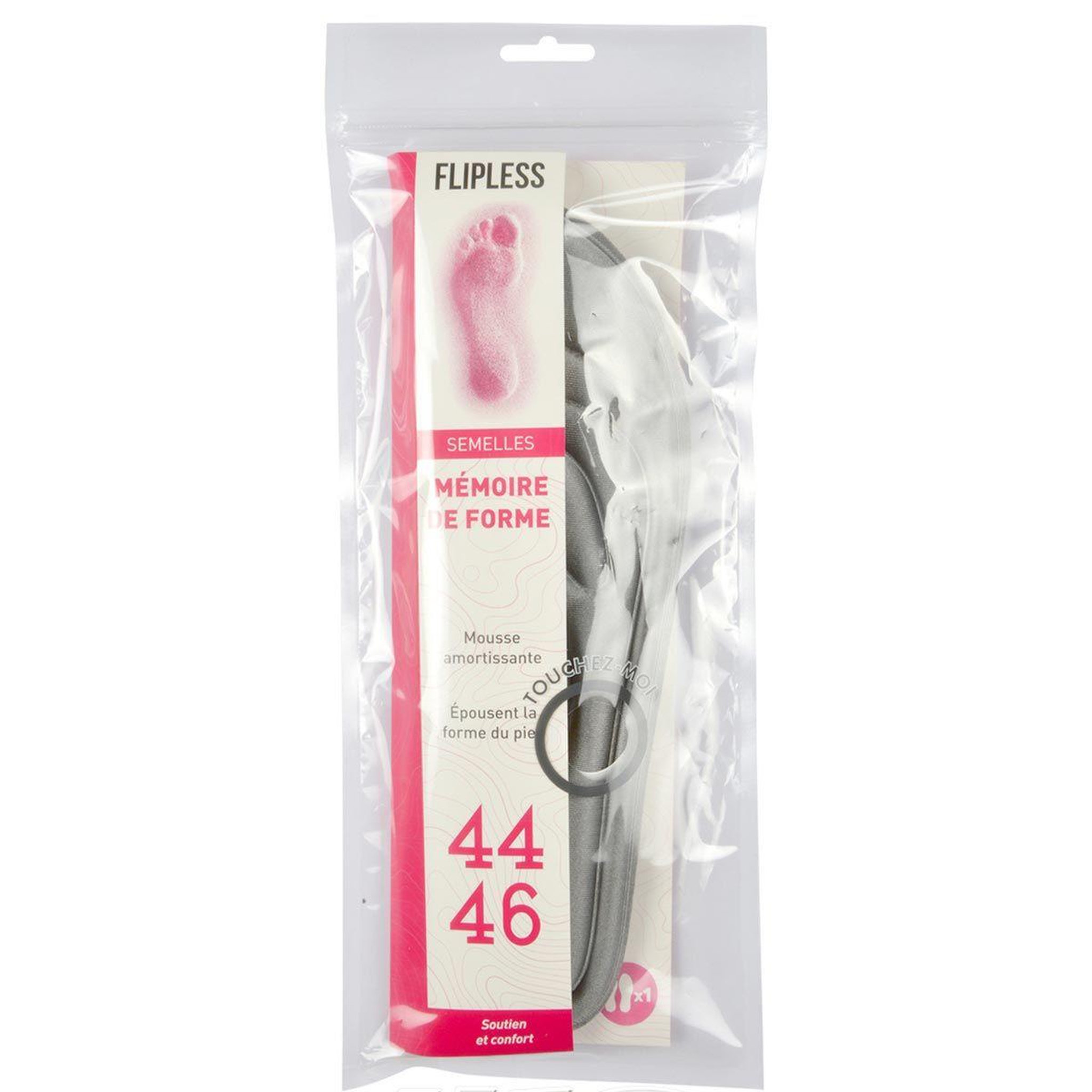 Voir la diapositive 2 : FLIPLESS Semelles chaussures  mémoire de forme  taille 44/46 gris