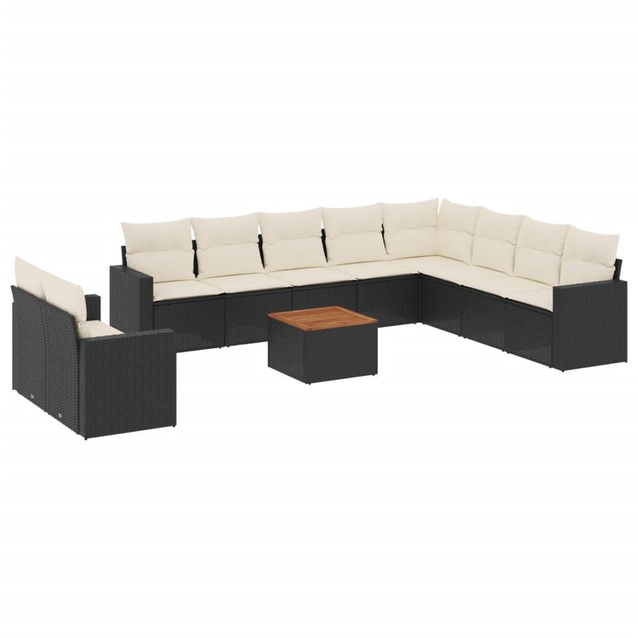 Voir la diapositive 2 : VIDAXL Salon de jardin 11 pcs avec coussins noir resine tressee