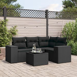 VIDAXL Salon de jardin 5 pcs avec coussins noir resine tressee