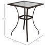 Voir la diapositive 3 : OUTSUNNY Table carrée bistro de jardin dim. 72L X 72l x 94H cm métal époxy résine tressée chocolat plateau verre trempé
