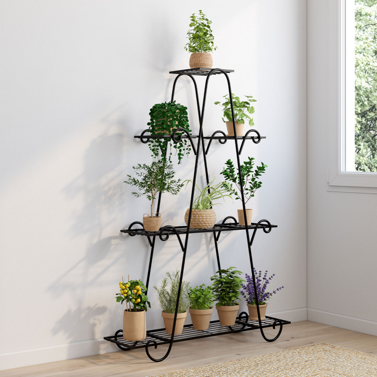 ID MARKET Etagère à pots de fleurs porte plante en métal 9 niveaux