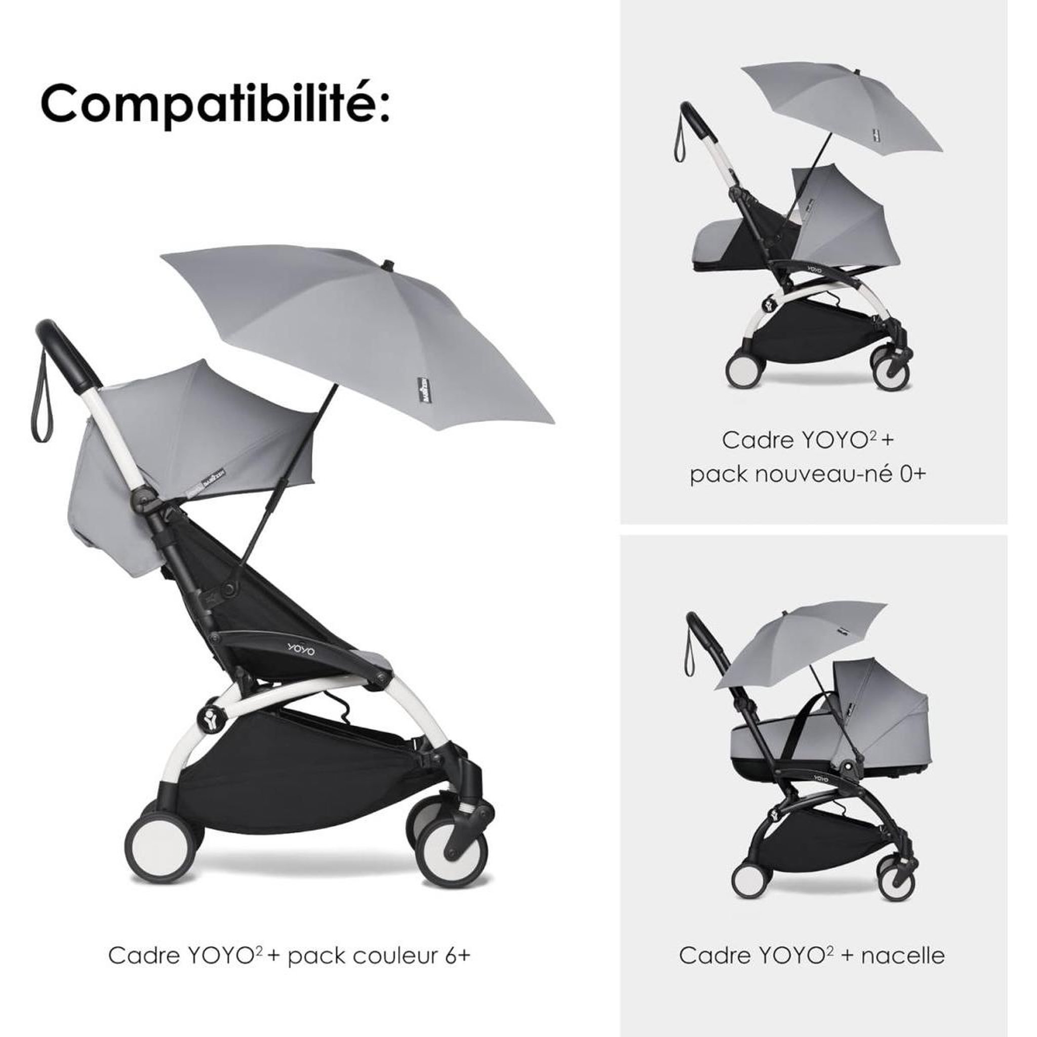 Voir la diapositive 3 : STOKKE Parasol BABYZEN YOYO Gris