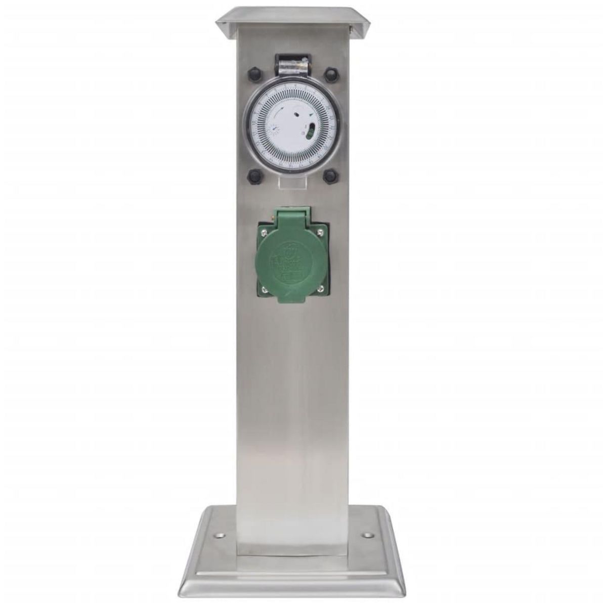 VIDAXL Pilier de prise de jardin avec minuterie Acier inoxydable