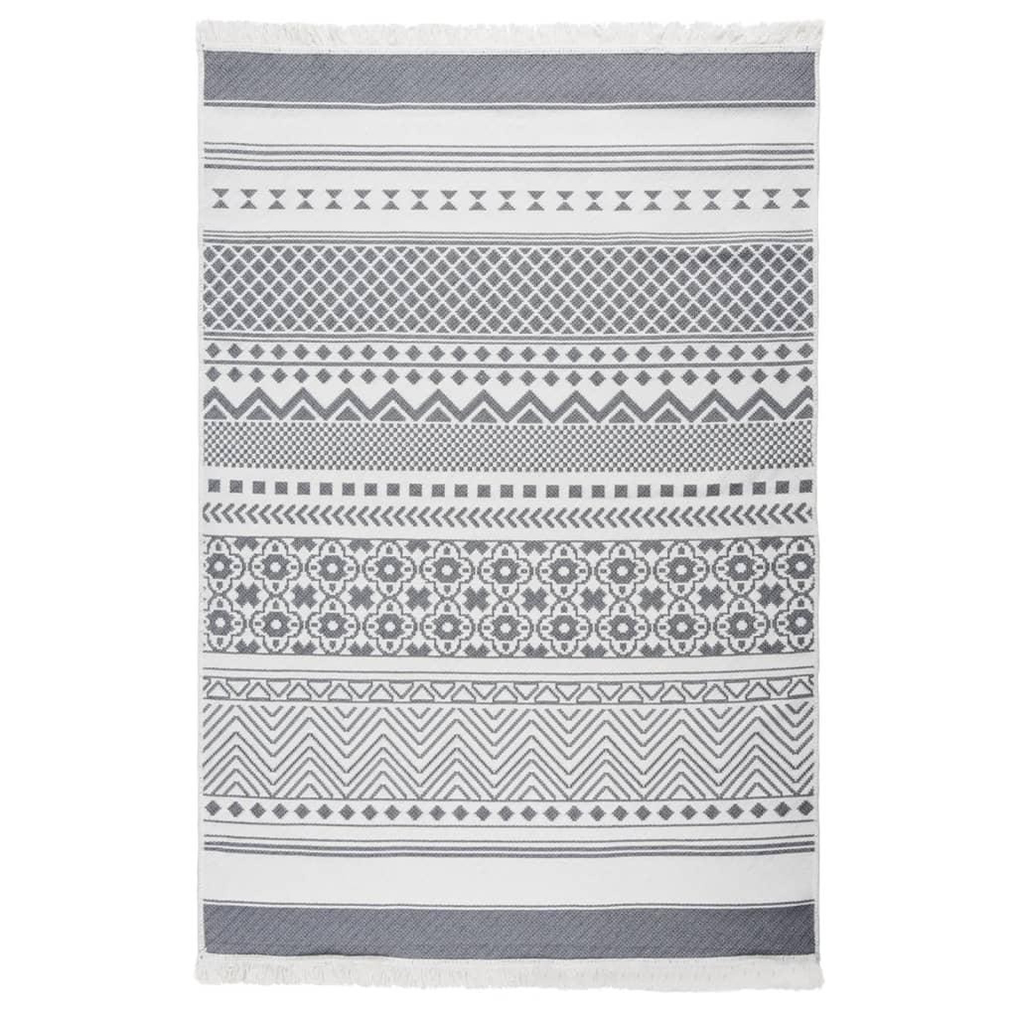 Voir la diapositive 1 : VIDAXL Tapis Gris et blanc 160x230 cm Coton