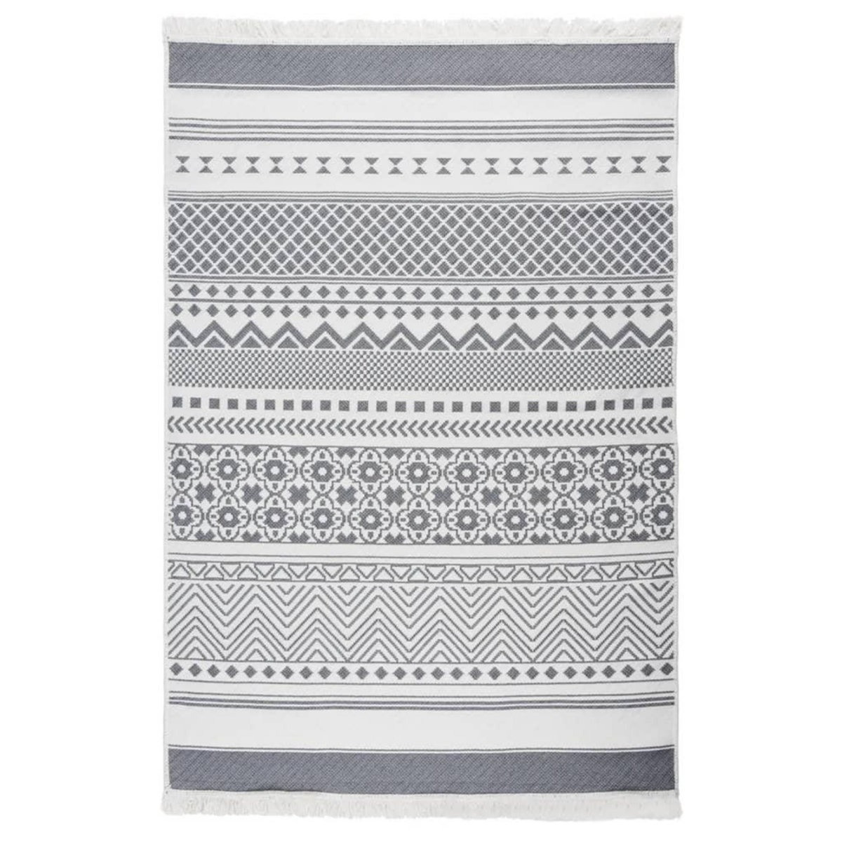 VIDAXL Tapis Gris et blanc 160x230 cm Coton