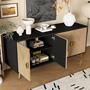 Voir la diapositive 5 : MERAX Buffet 4 porte(s) 0 tiroir(s) - 160 cm noir+naturel mdf