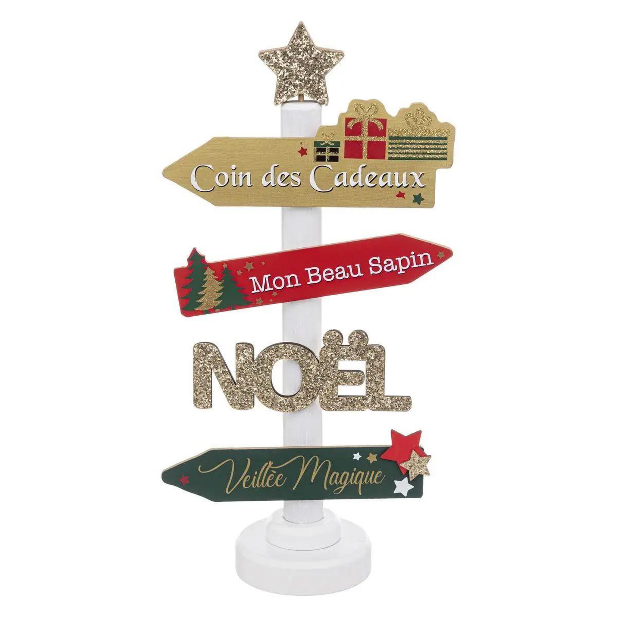 FEERIC LIGHT & CHRISTMAS Pancarte déco  soir de noël  40cm multicolore