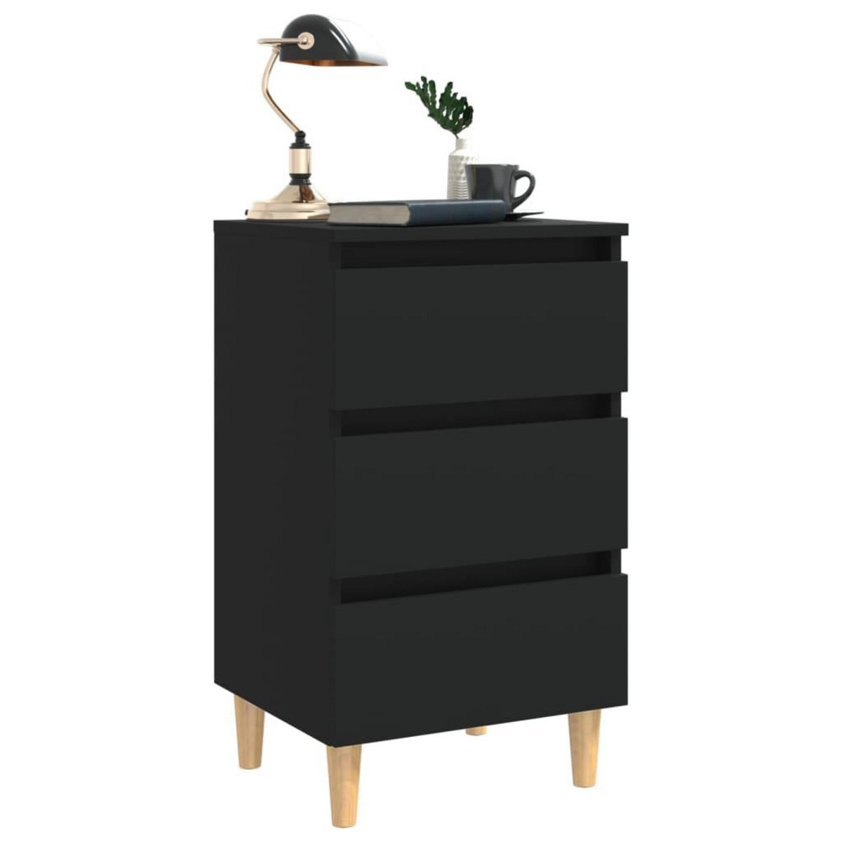 VIDAXL Table de chevet avec pieds en bois noir 40x35x69 cm