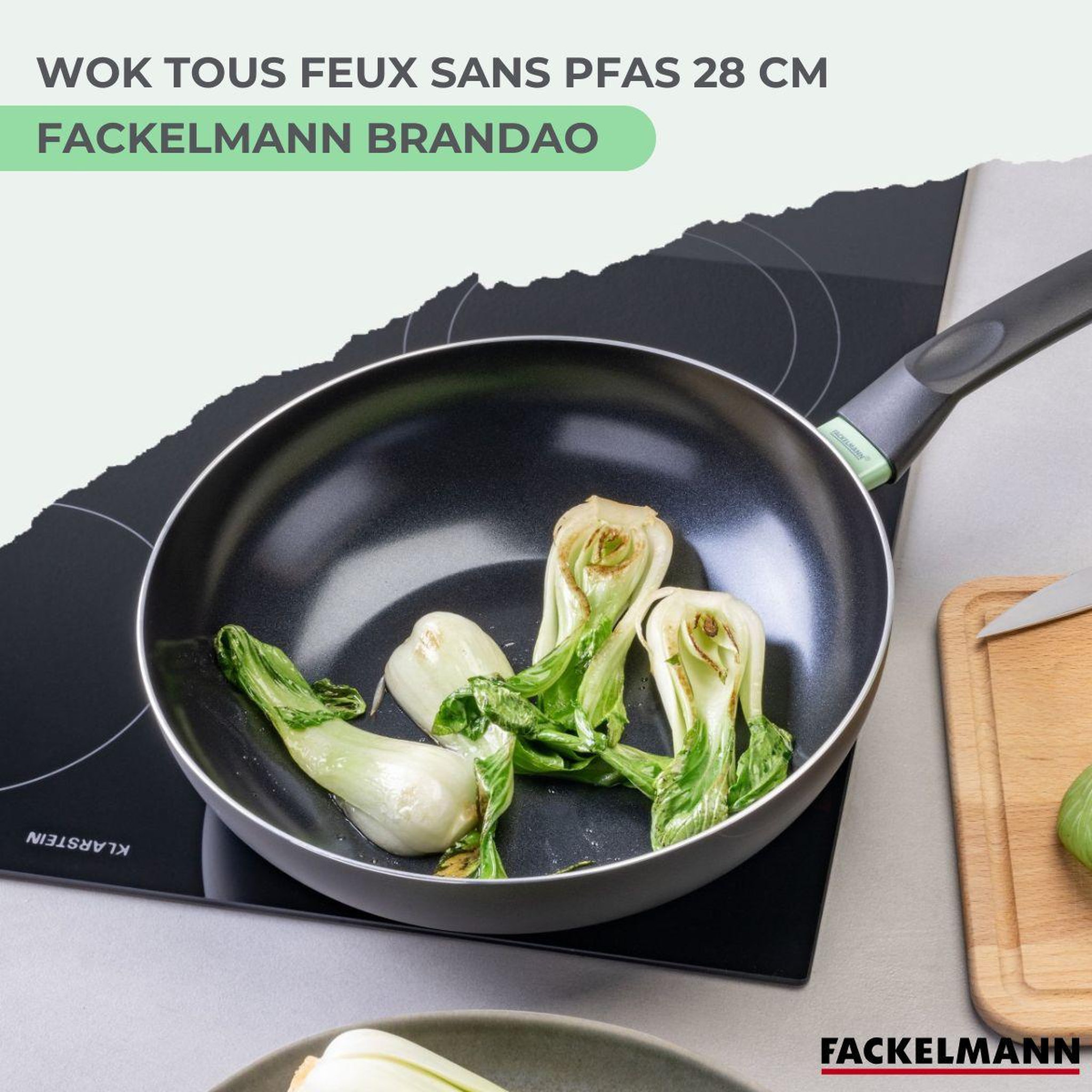 Voir la diapositive 2 : Fackelmann Wok 28 cm aluminium revêtement céramique antiadhésif sans PFAS Fackelmann Brandao
