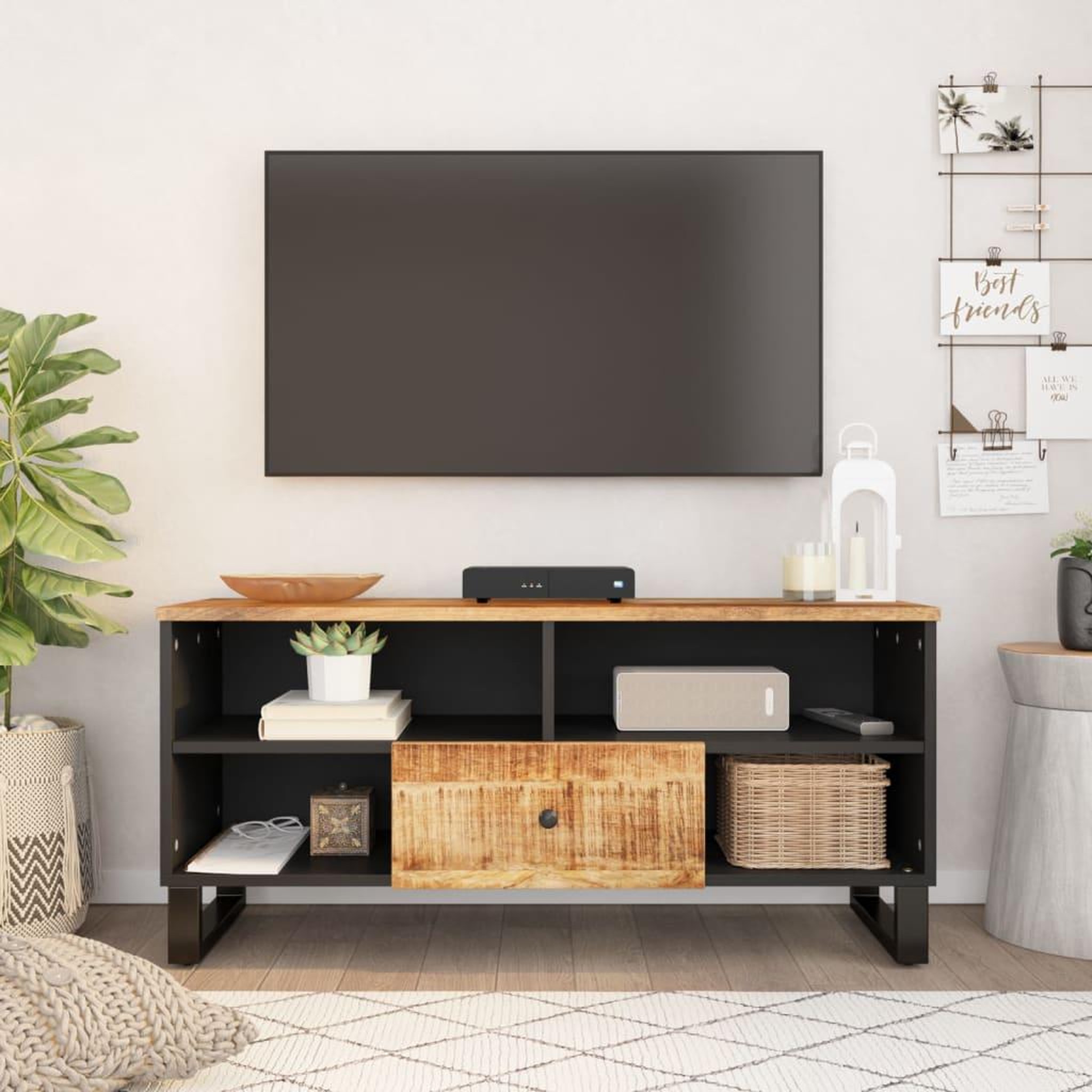 Voir la diapositive 1 : VIDAXL Meuble TV 100x33x46 cm bois de manguier et d'ingenierie