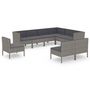 Voir la diapositive 2 : VIDAXL Salon de jardin 9 pcs avec coussins Resine tressee Gris