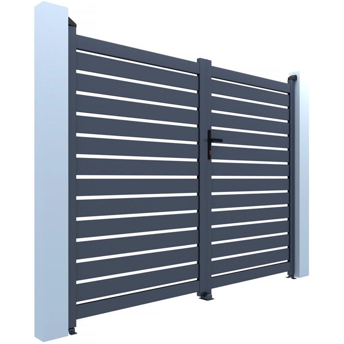 Habitat et Jardin Portail semi-ajouré en aluminium  Julien - 340 x 140 cm - Gris